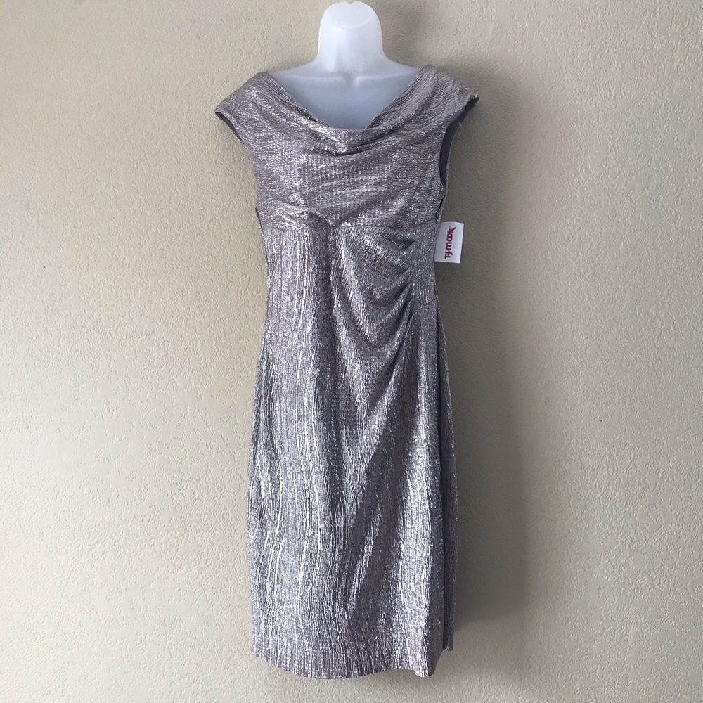 Metallic Gold Connected Apparel Cocktail Dress